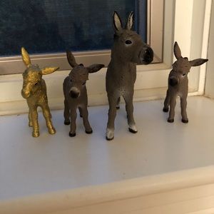 Schleich donkeys two foals one donkey one golden